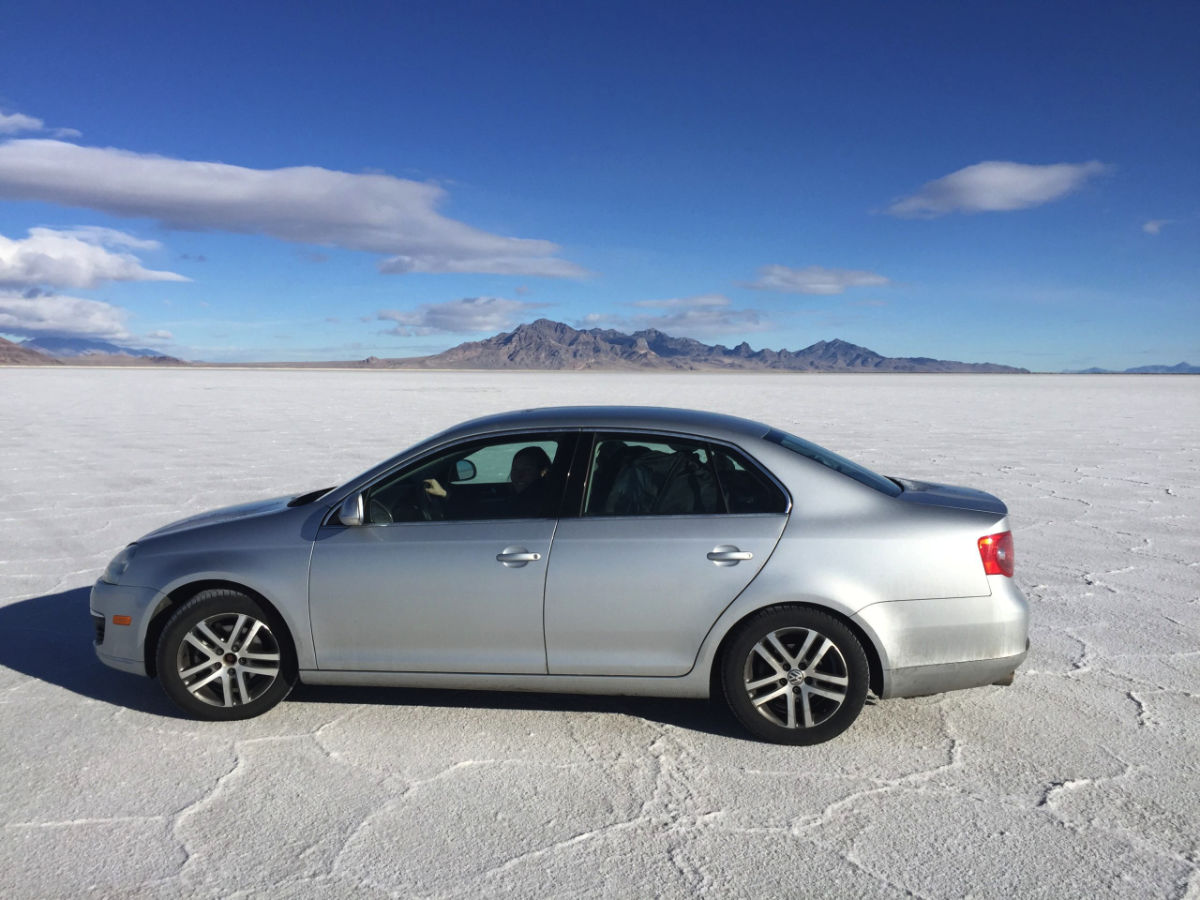 Car on the Bonneville Salt Flats, Utah