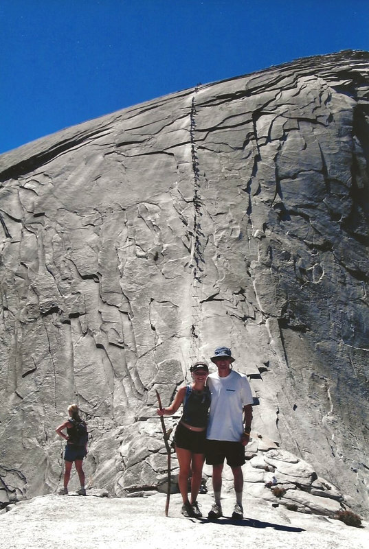 My dad and I at the base of Half Dome before ascending the cables to the top for a spectacular view of the Yosemite Valley