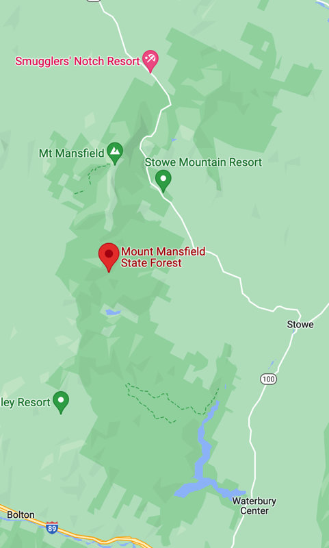 Mt. Mansfield State Park shown on Google Maps