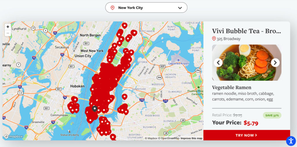 MealPal map of New York City offerings