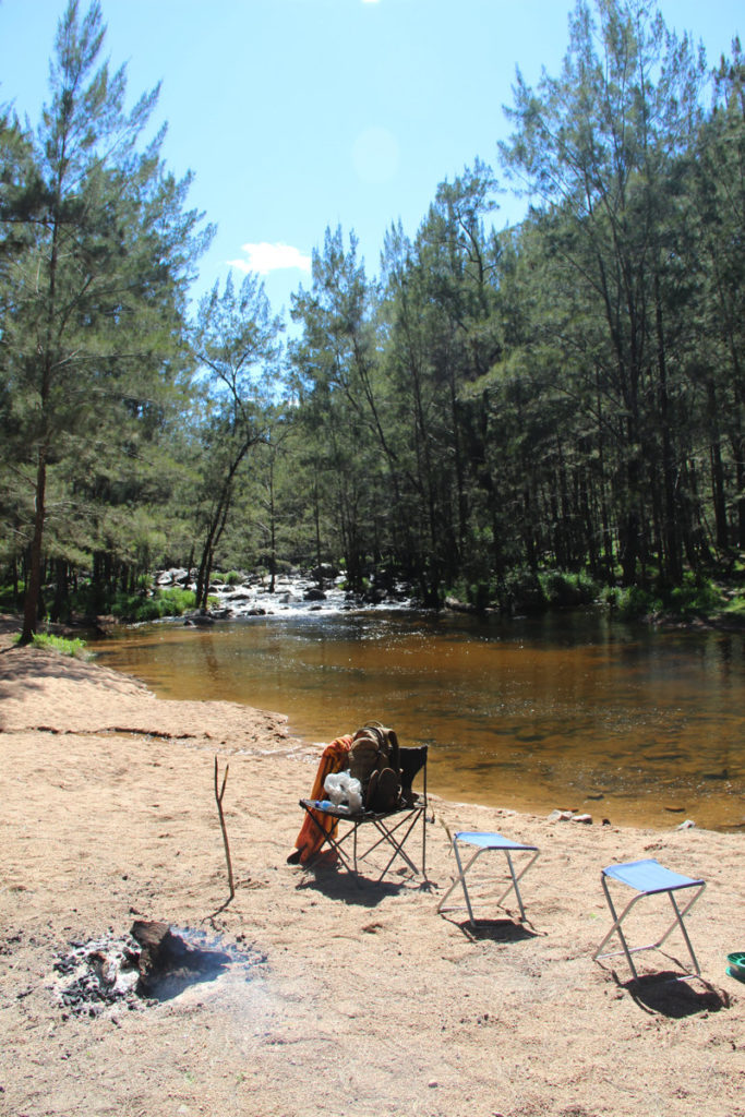 campsite by the river