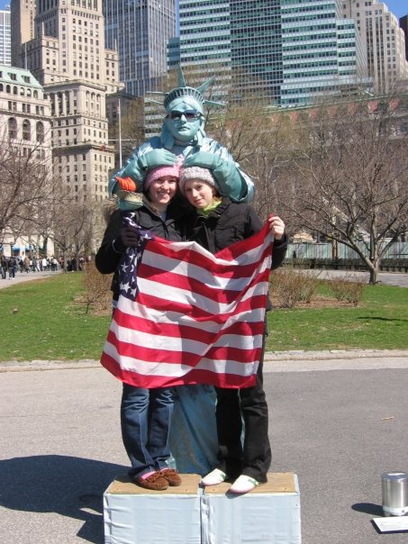 Having fun with "Lady Liberty" in the Big Apple