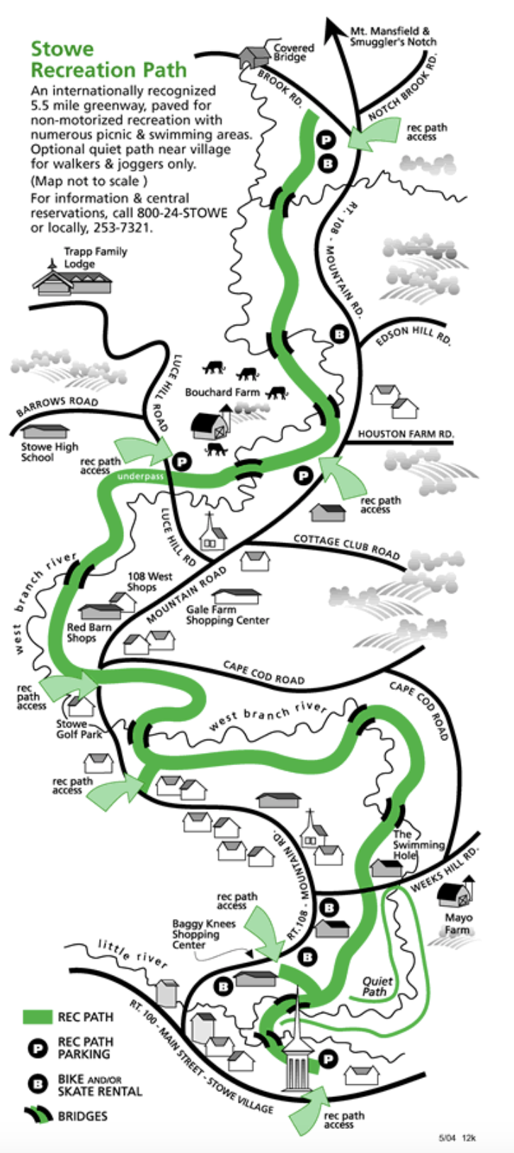 a map of the Stowe Recreation Path