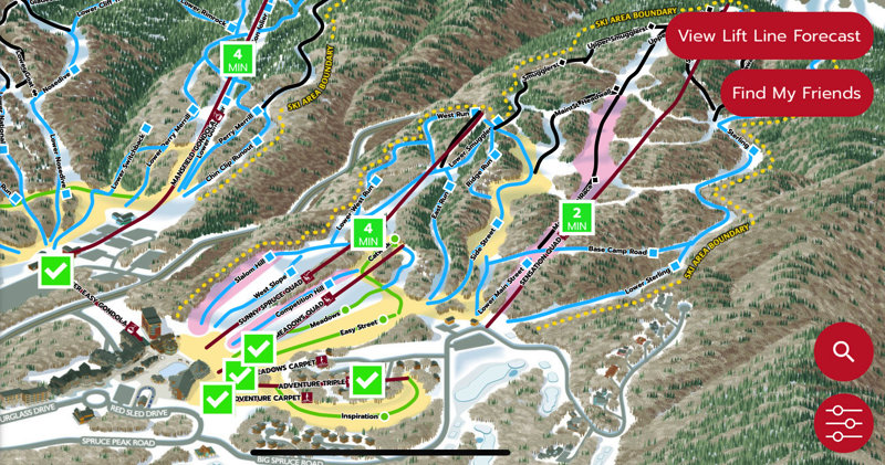 Lift line wait times on EpicMix App