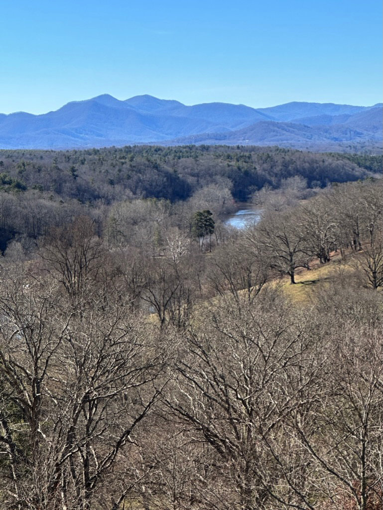 View of the Pisgah Mountains and the French Broad River from the balcony of the Biltmore House