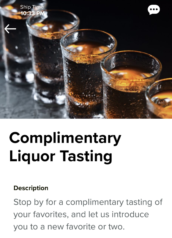 Complimentary Liquor Tasting