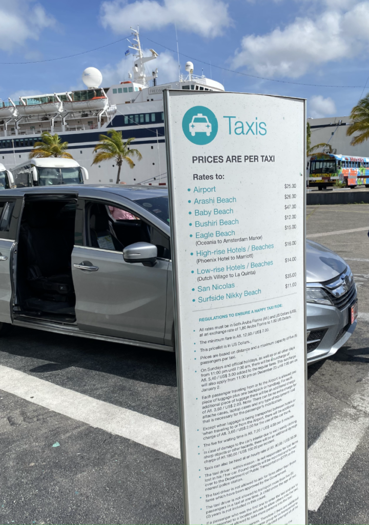 Standardized taxi prices in Aruba