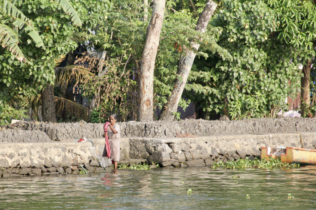 Washing clothes in the Kerala Backwaters