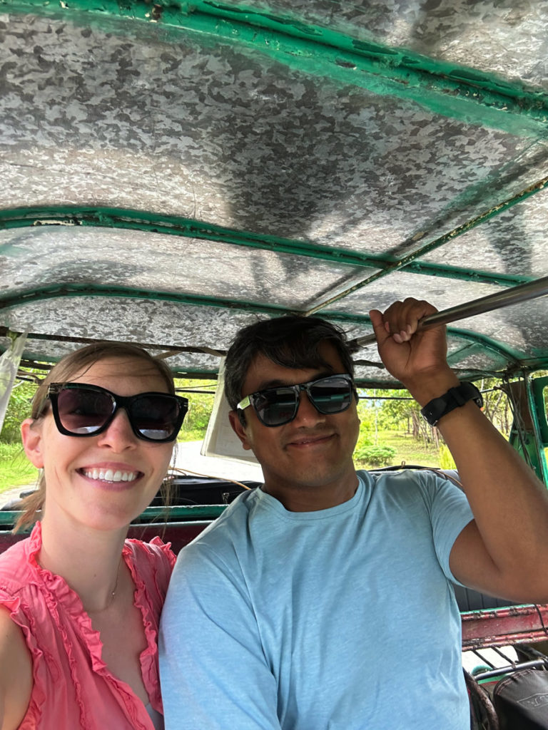 Squished into a tricycle in El Nido