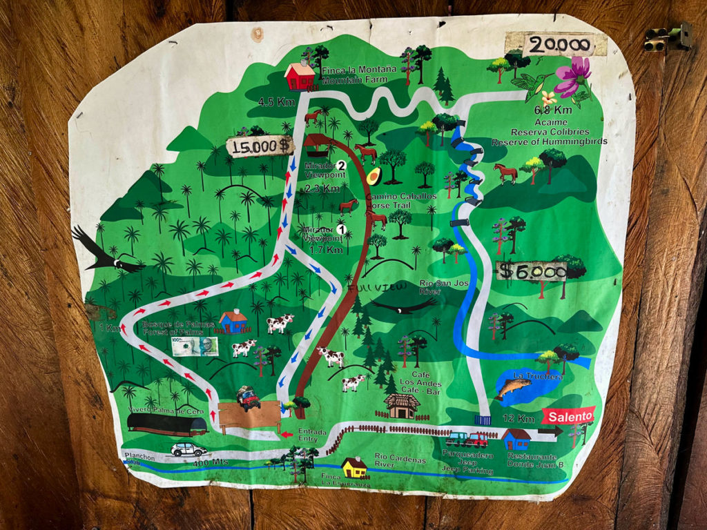 Map of Cocora Valley trail