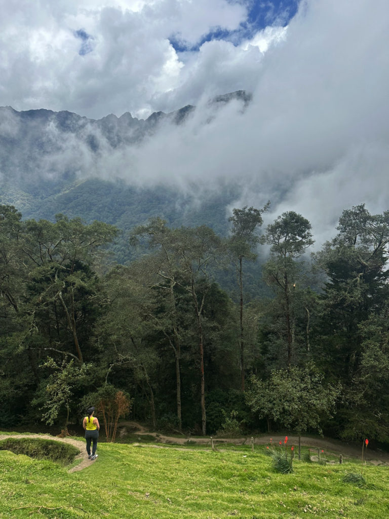 Gazing out towards Cerro Morrogacho, peeking its summit in and out of the clouds