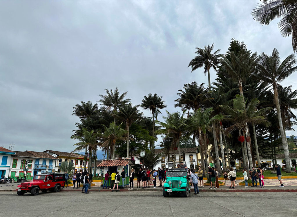 Only 2 Willys available at 8:50 AM in the Plaza de Bolivar, Salento