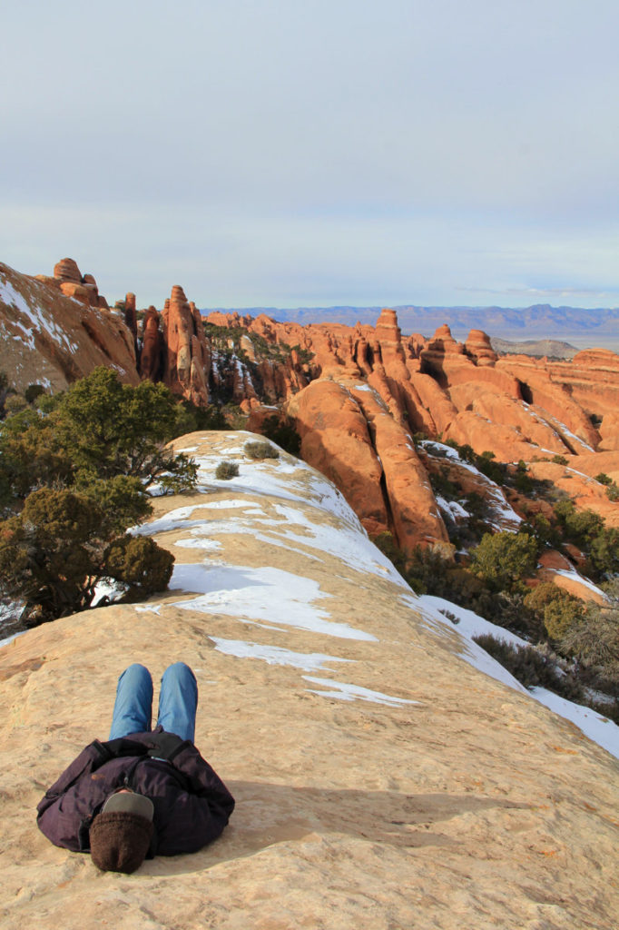 Resting on a fin on the Devils Garden Loop Trail