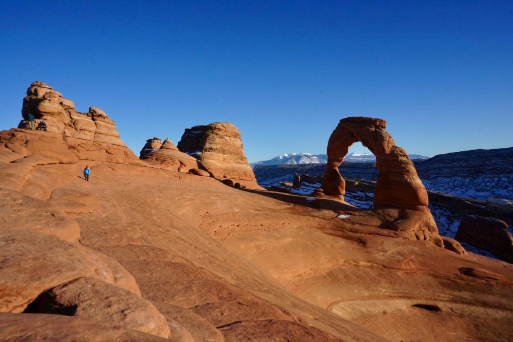 Near solitude for a January sunset at Delicate Arch