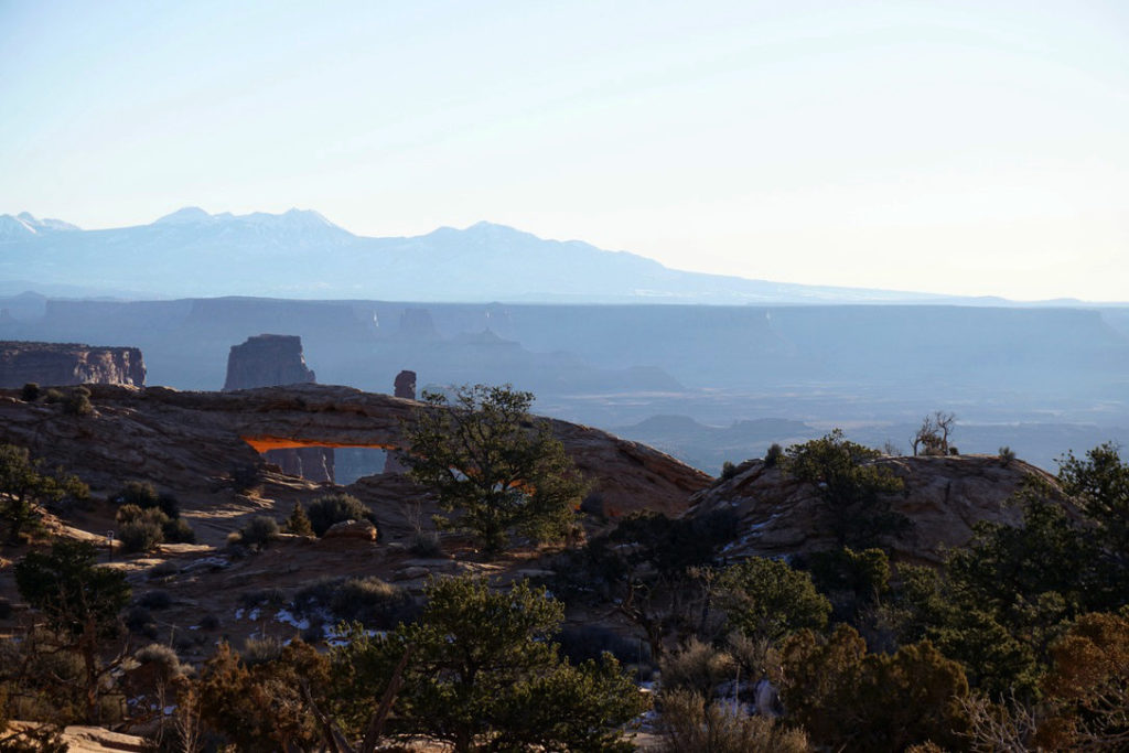 View of Mesa Arch on the edge of Buck Canyon